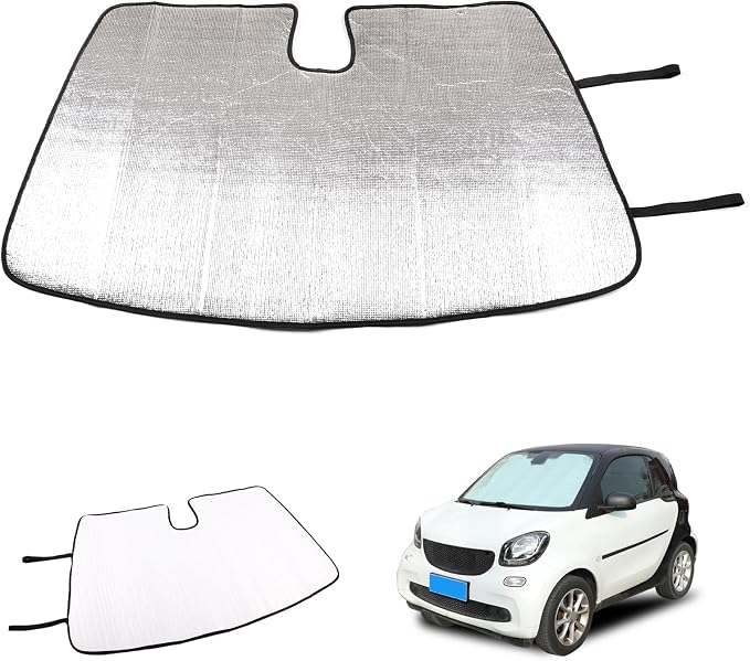 Windshield Sun Shade Compatible with Mercedes-Benz Smart 2015-2021 Foldable Front Windshield Sunshade Protector, Block UV Rays Keep Your Car Cooler
