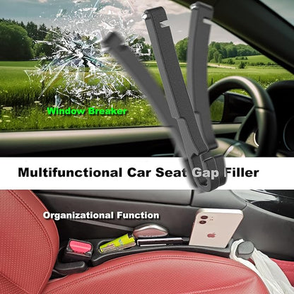 Car Seat Gap 2pk Filler with Storage, Hook & Emergency Glass Breaker