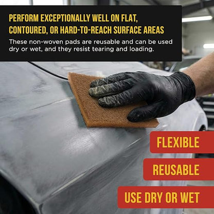 Dura-Gold Premium 6" x 9" Gold Coarse Scuff Pads, Box of 10 - Scuffing, Scouring, Sanding, Paint Primer Prep Adhesion Scratch - Surface Preparation For Automotive Car Auto Body Repair Woodworking Wood
