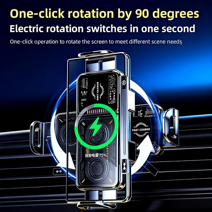 Wireless Car Charger, 2026 Upgrade 15W Fast Charging with LED Light Auto Clamping Phone Holders for Your car for iPhone 16/15/14/13 Mini Pro Max, Samsung Galaxy S25 Ultra, S24/S23 etc (Black)