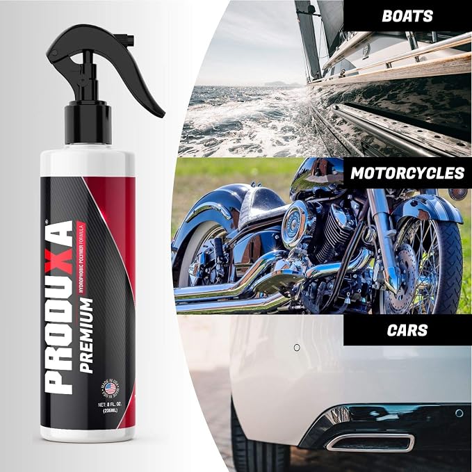 Premium Hydrophobic Waterless Car Detailer Spray-Ceramic Spray Wax, Paint Sealant, UV Protection | All-in-One Car Detailing Kit for Cars, Trucks, Motorcycles & RVs + 5 Microfiber Towels