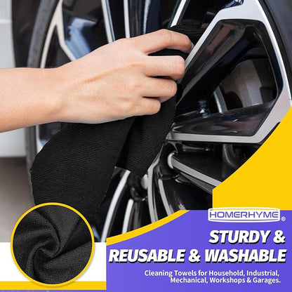 Microfiber Cleaning Cloth, 150 Pack Black Cleaning Rags Microfiber Towel Bulk Absorbent Lint-Free Wash Cloths, All-Purpose Towels for Cars, Shop, Automotive, Garage, Home & Kitchen