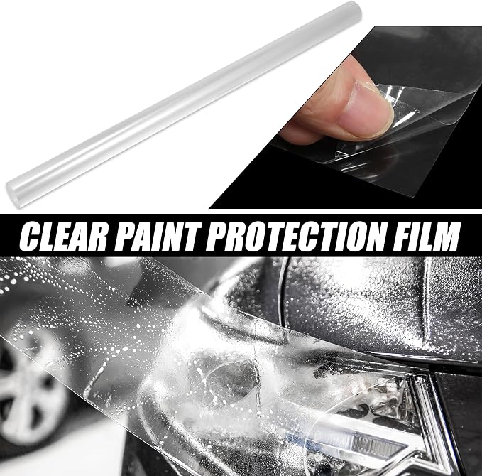 X AUTOHAUX Clear Vinyl Wrap Sheet Car Paint Protection Film Cover Decal Scratch Resistant Self Adhesive Sticker Universal 20"x39"