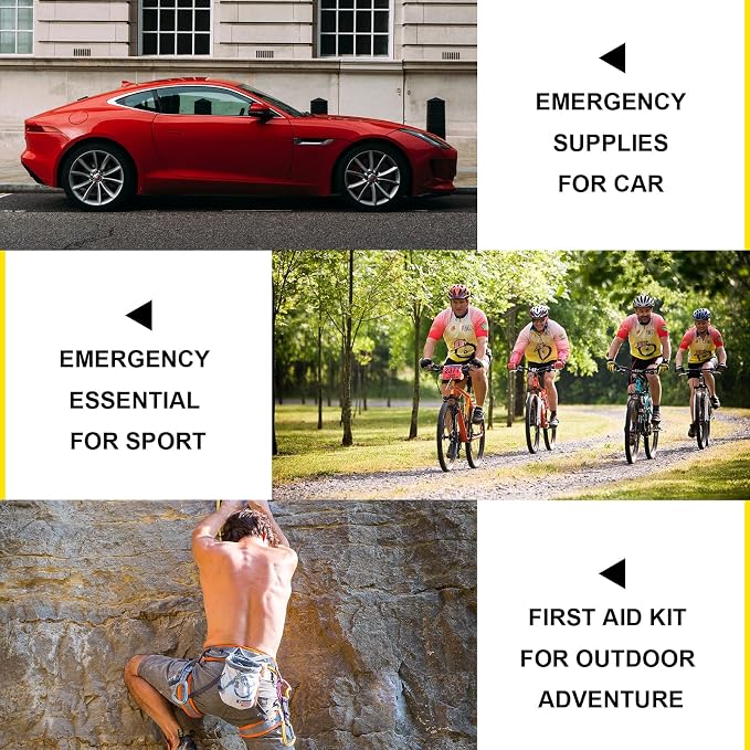 300Piece Small First Aid Kit Refill Supplies for Travel Mini Caming Emergency First Aid Kits Hiking Survival Essential Kit for Outdoor Adventure, Yellow 1st Aid