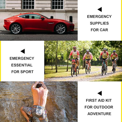 300Piece Small First Aid Kit Refill Supplies for Travel Mini Caming Emergency First Aid Kits Hiking Survival Essential Kit for Outdoor Adventure, Yellow 1st Aid