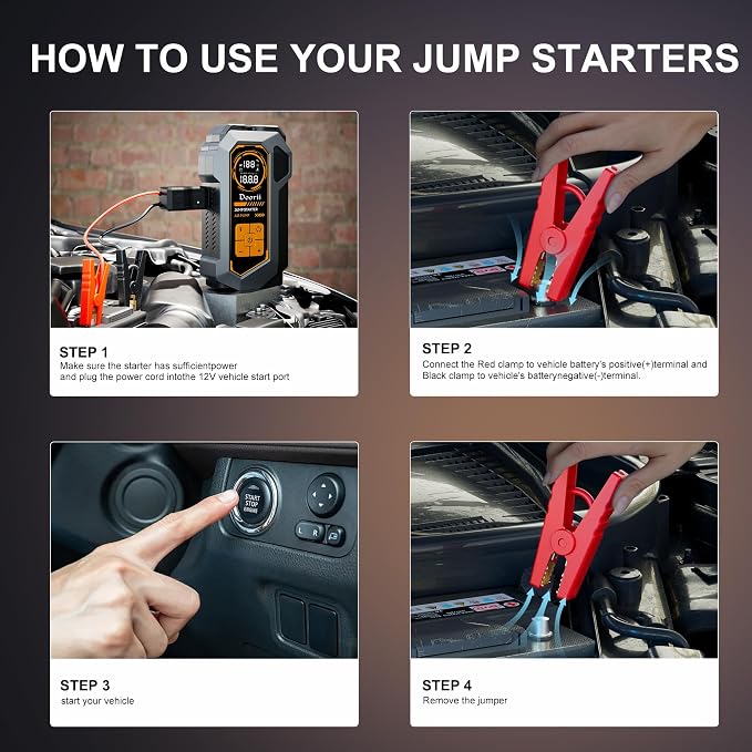 8000A Jump Starter with Air Compressor, Car Jumper Starter Portable, 150PSI Tire Inflator/Air Pump, LED Flashlight for Up to All Gas / 12.0L Diesel Engines
