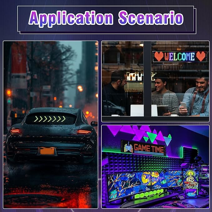 Programmable Devil Eyes for Cars,LED Sign for Car,Bluetooth APP Control,DIY Edit Text, Patterns, Animations