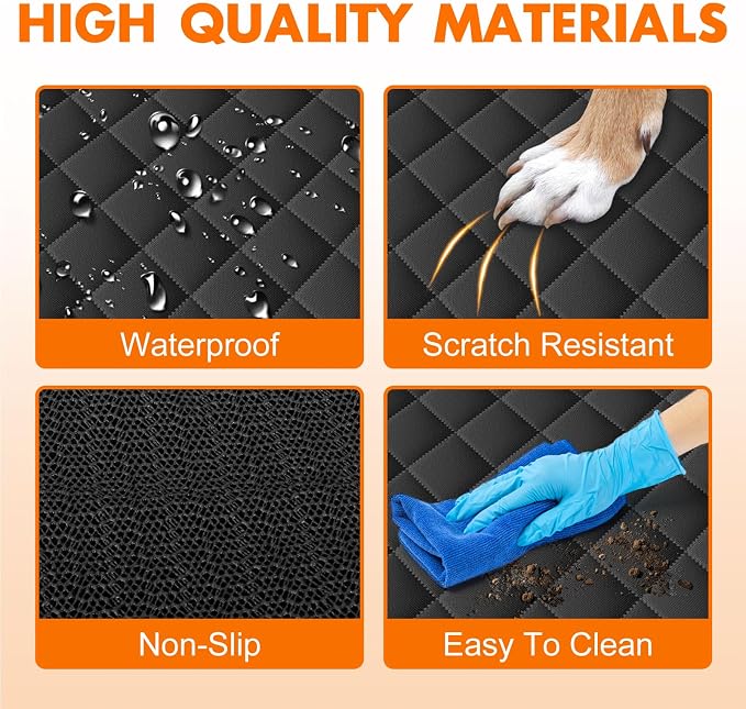 NECKORY Backseat Cover for Dogs, Waterproof and Non-Slip Pet Bench Seat Covers, Car Seat Protector for Back Seat, Universal Size Rear Car Seat Cover Fits Cars, Trucks and SUVs, M-Black