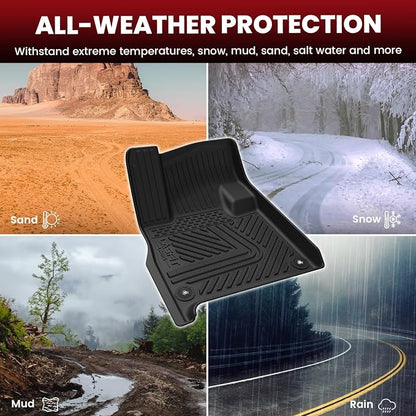 LASFIT Floor Mats for Rivian R1T 2025 2026, All Weather Floor Liner TPE Custom Fit Car Mats for Rivian R1T 1st & 2nd Row Rubber Mats, Black,Tasteless, Durable and Easy to Clean
