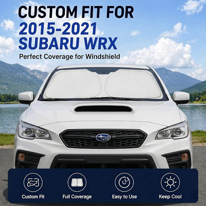 Custom Fit Windshield Sun Shade for Subaru WRX 2015-2021 | Custom Fit Windshield Cover, Blocks UV Rays, Double-Layer Heat Shield, Durable Frame, Easy Fold & Storage