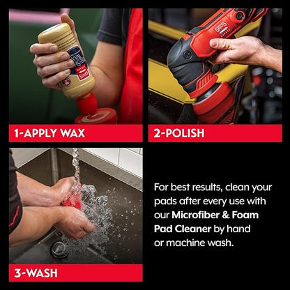 Griot's Garage 3” Red Foam Waxing Pads for Car Detailing, Polishing and Buffing Pads for Use with Waxes and Sealants, 11263, Set of 3