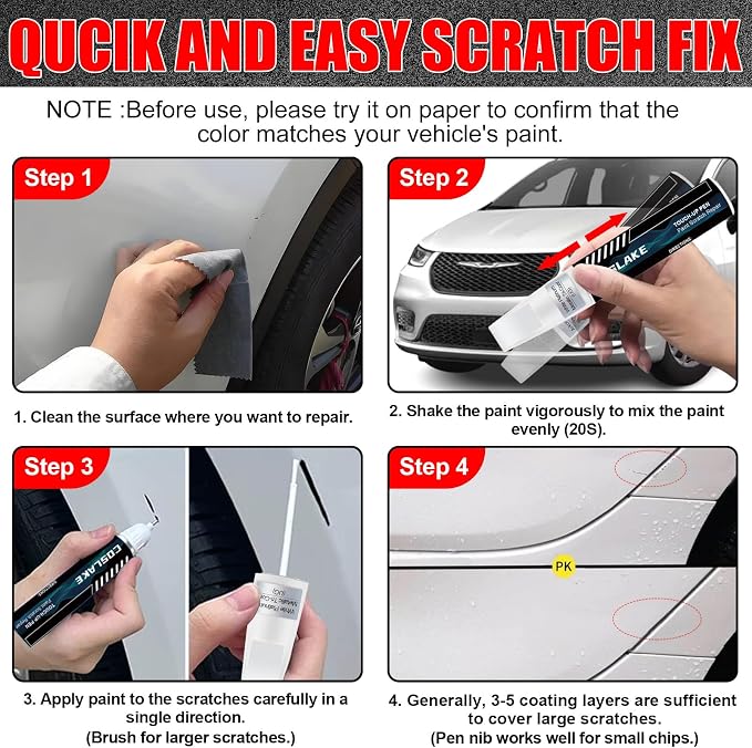 Car Touch Up Paint(White Platinum Metallic Tri-Coat(UG)) for LINCOLN, Car Paint Scratch Repair Kit, Quick & Easy Solution to Repair, Scratch Remover Pen with 2PCS Disposable Micro Applicators