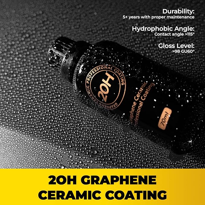 20H Graphene Ceramic Coating for Cars - 70ml, Professional Ceramic Coating | High Gloss Finish | Hydrophobic | Scratch & Protection | Easy To Use