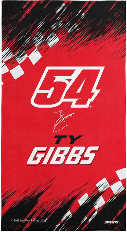 Northwest NASCAR Ty Gibbs Simple Speed Beach Towel, Cotton Blend Lightweight Bath, Pool Swim Travel Fan Gear, 30 x 60 Inch