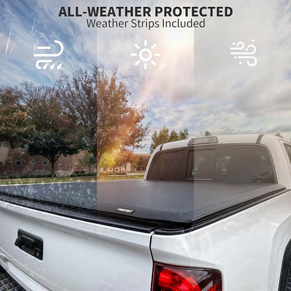 oEdRo Soft Roll Up Truck Bed Tonneau Cover Compatible with 2016-2023 Toyota Tacoma (Excl. Trail), 5ft Bed with Track Rail System