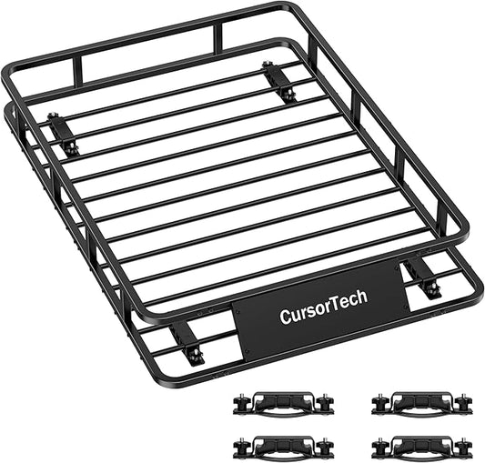 Roof Rack Basket 51" x 36" Heavy Duty Roof Cargo Basket 300 lbs Capacity Steel Roof Basket Vehicle Cargo Rack Luggage Holder Rack for SUV Truck Car Travel Camping Storage