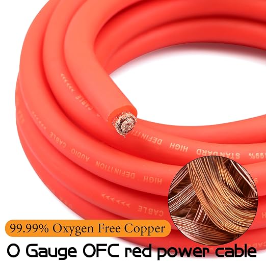 0 Gauge AMP Wiring Kit OFC,3000W Car Audio Amp Install Kit with 250A ANL Fuse Holder, RCA Cable, Speaker Wire & Ring Terminals for Complete 1/0 OFC Subwoofer Amp Wiring kit