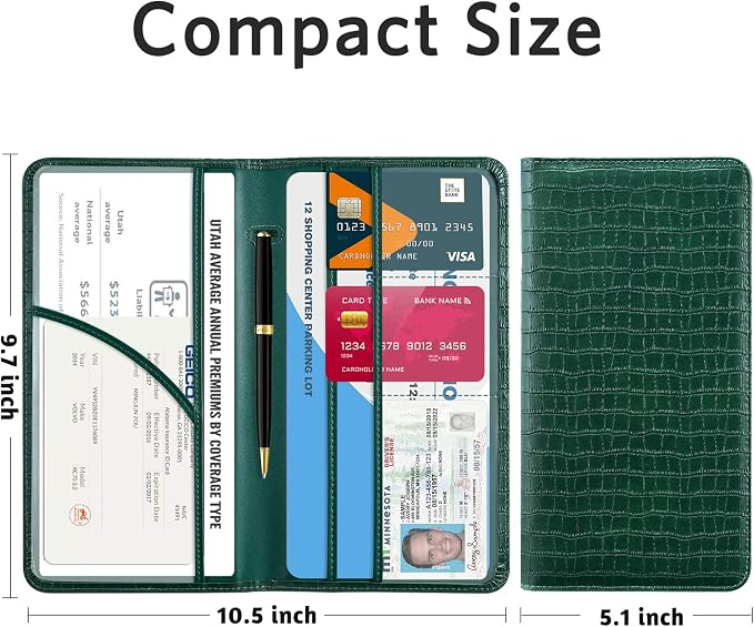 CoBak Car Registration and Insurance Holder - Vehicle Glove Box Car Organizer,Auto Truck Comparment Accessories Case with Magnetic Closure for Driver License,Cards