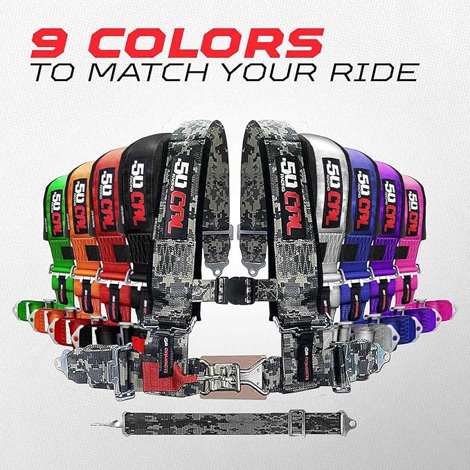 1pc Orange 5 Point Harness for Bucket Seat, Latch Release, 9 Color Options, Racing Harness 5 point, Race Car, UTV, RZR [6009A3]