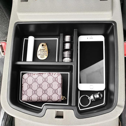 HGWEI Center Console Organizer Compatible with 2007-2014 Chevy Silverado GMC Sierra Avalanche Tahoe Suburban Yukon Yukon XL Accessories, Floor Mounted Center Console ONLY, White Trim