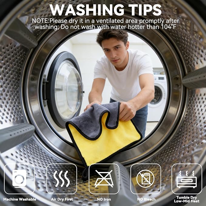 1 Pack Exterior Car Care Microfiber Cloths,Microfiber Drying Towels for Scratch-Free Car Wash, Quick Detail, Glass Cleaning, Extra Thick