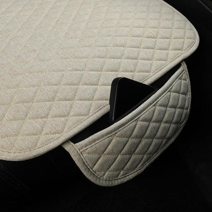 West Llama Linen Car Seat Covers,Bottom Seat Covers for Cars Include 2 Piece Front Driver Seat Pad Mat Universal Fits 90% Vehicles,SUVs,Cars,Sedans(2Piece-Beige)
