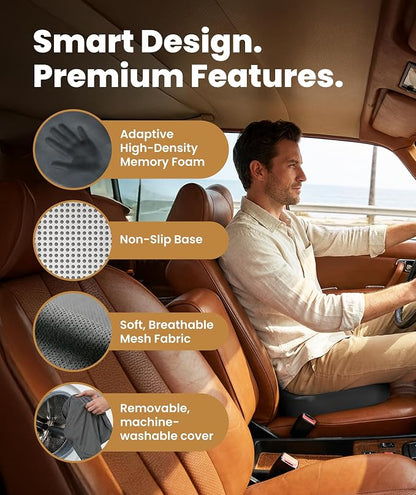 Everlasting Comfort Doctor Recommended Memory Foam Seat Cushion for Office Chairs & Car - Ergonomic Office Desk Accessories - Cushions for Tailbone Pain Relief, Sciatica (Gray, Large)