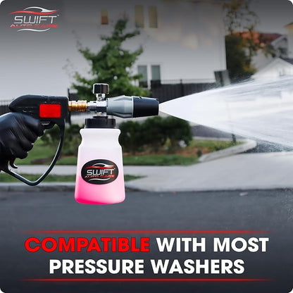 Swift Eco Foam Cannon for Pressure Washer Car Wash Foam Gun Sprayer | ¼ Inch Quick Connect | Extra Thick Snow Foam for Detailing | Holds 1 Liter of Soap!