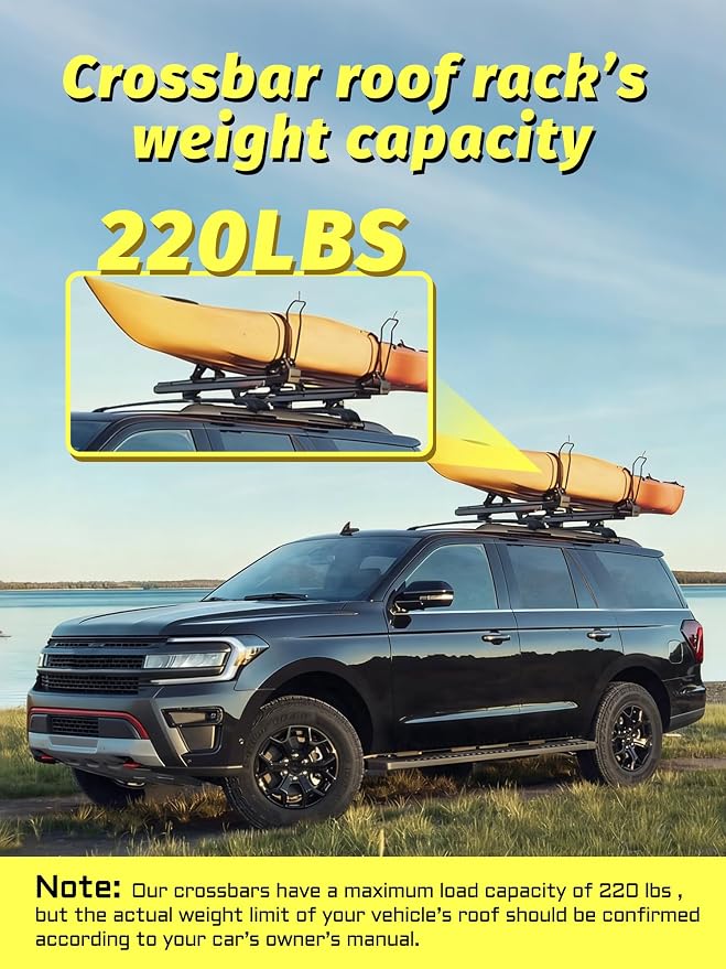 Gdydi 220lbs Lockable Roof Rack Cross Bars fit for Expedition/Max 2018-2026 Navigator 2018-2024 (Side Roof Rails), Black Aluminum Roof Rails Rooftop Cargo Crossbars