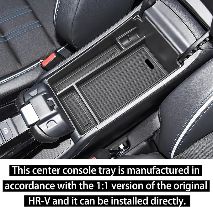 RUNROAD Center Console Organizer Tray Compatible with Honda HR-V 2023 2024 2025 2026 2027 HRV Accessories, ABS Console Organizer Armrest Storage Box Coin Holder, Black