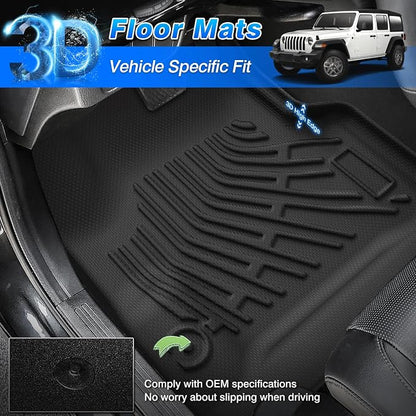 Wrangler TJ Floor Mats - Car Mats for Jeep Wrangler TJ 1997-2006, All Weather Floor Mat for Wrangler TJ Accessories, Heavy Duty Rubber Mats, Car Accessories