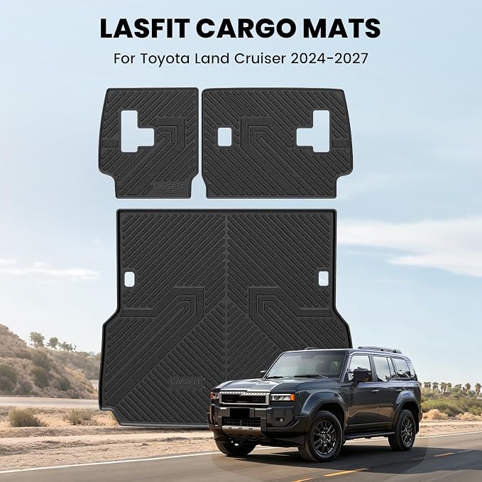 LASFIT Cargo Mat & Seatback Mat for Toyota Land Cruiser 2024-2026 2027, Custom Fit All-Weather TPE Rubber Backrest & Trunk Mats for Land Cruiser Accessories, Easy to Clean, Black