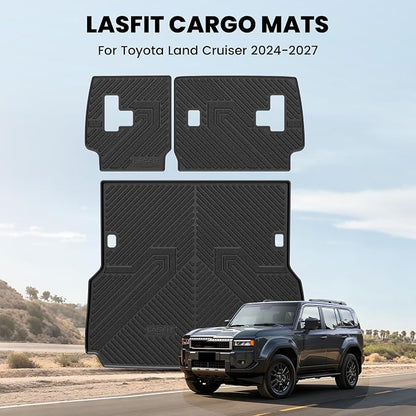 LASFIT Cargo Mat & Seatback Mat for Toyota Land Cruiser 2024-2026 2027, Custom Fit All-Weather TPE Rubber Backrest & Trunk Mats for Land Cruiser Accessories, Easy to Clean, Black