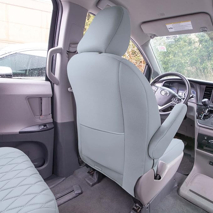 FH Group Custom Fit Car Seat Covers Specifically Made for 2011-2020 Toyota Sienna 7 Seater with Ultraflex Neoprene Water Resistant Automotive Seat Covers - Full Set Solid Gray