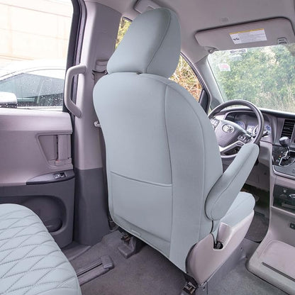 FH Group Custom Fit Car Seat Covers Specifically Made for 2011-2020 Toyota Sienna 7 Seater with Ultraflex Neoprene Water Resistant Automotive Seat Covers - Full Set Solid Gray