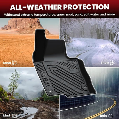 LASFIT Floor Mats for Volkswagen Tiguan 2009-2017, All Weather TPE Custom Fit Floor Liners for 1st & 2nd Rows Car Mats & Trunk Mats for VW Tiguan Accessories, Black