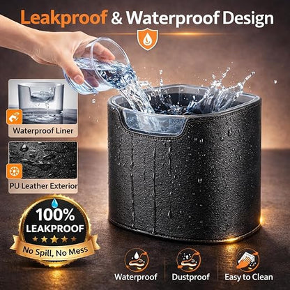 2PC Car Trash Can Leakproof Garbage Can for Car Hanging Back Seat PU Leather Vehicle Trash Bin Removable Liner for Travel Road Trip