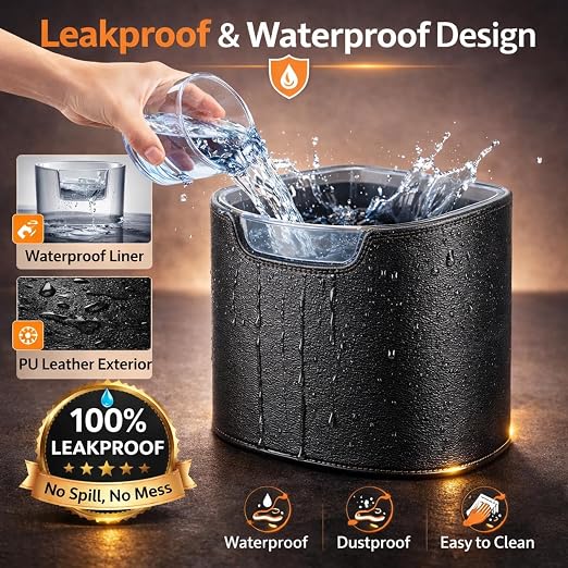Car Trash Can Leakproof Garbage Can for Car Hanging Back Seat PU Leather Vehicle Trash Bin Removable Liner for Travel Road Trip