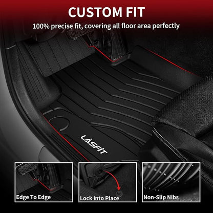 LASFIT Floor Mats for Mercedes Benz C Class 2021 2020 2015-2019 C300 / C400 / C350e / C43 AMG / C63 AMG / C63 AMG S (Fit Sedan Only), All Weather TPE Floor Liners for C Class 1st & 2nd Row Mats