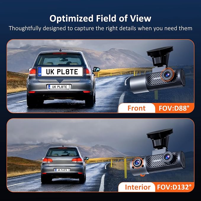 NexiGo 3 Channel Dash Cam with Rotatable Interior/Front Camera, Sony_Sensors, Front and Rear with Cabin, 4K/2K-1440P+1080P+1080P, Super Night Vision, 24H Parking Mode, GPS, WiFi, 128G SD Card Included