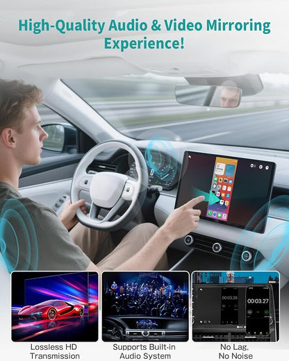 Ottocast Mirror Touch - Wireless CarPlay & Bi-Directional Phone Mirroring Adapter - Dual Mode, Plug & Play Upgrade for Factory Wired Cars (2016+)