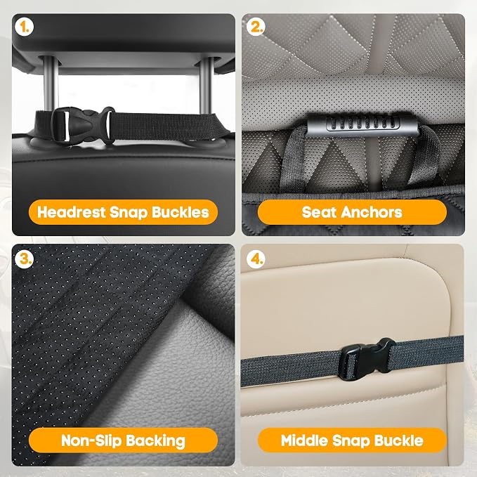 PETICON Front Seat Car Cover 2 Pack, Waterproof PU Leather Dog Car Seat Cover with Side Flaps, Nonslip Scratchproof Captain Chair Seat Cover Fits for Cars, Trucks, SUVs, Jeep