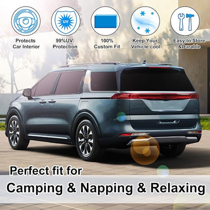 TINGLU Window Shades for Kia Carnival 2022-2026 8PCS Accessories Car Side Full Windows Rear Triangular Windshield Sun Shade Sun UV Rays & Privacy Protection for Camping,Napping,and Relaxing