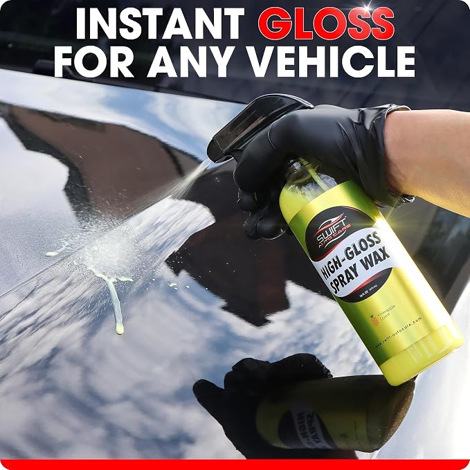 Swift High-Gloss Spray Wax (16 Oz) – Carnauba Liquid Wax Polish for Car Detailing | Easy to Use, Hides Micro Scratches & Safe on All Surfaces | Polish & Protect All Vehicle Types After Car Wash!