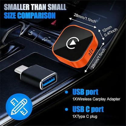 2026 Wireless Car Adapter - Universal Smart Screen Converter, USB-C/Type-C, Plug & Play, Zero Delay Needs Built-in Vehicle System（Orange Color）