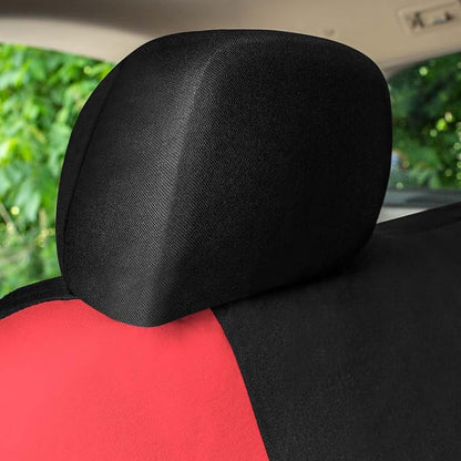 Universal Fit Chevron Flat Cloth Car Seat Covers Full Set - Red