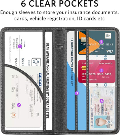 CoBak Car Registration and Insurance Holder - Vehicle Glove Box Car Organizer,Auto Truck Comparment Accessories Case with Magnetic Closure for Essential Document,Driver License,Cards