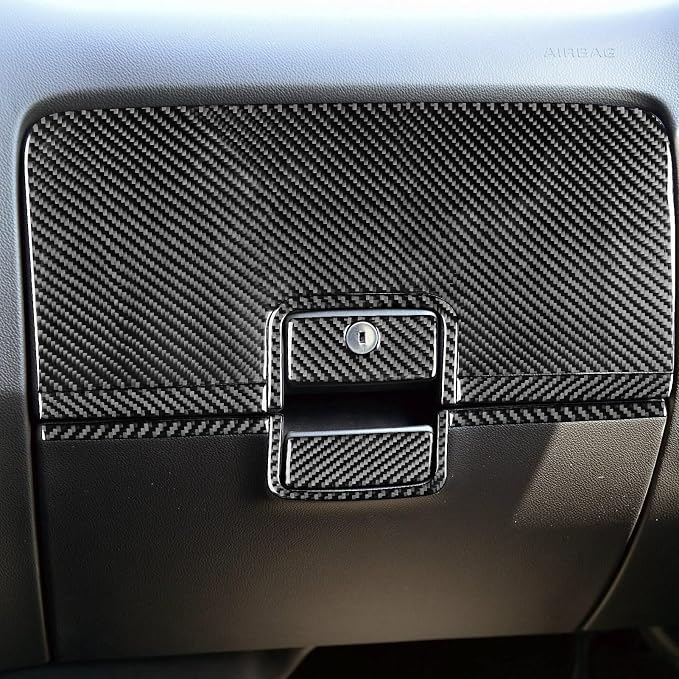 Real Premium Carbon Fiber Fit for Chevy Silverado/GMC Sierra 1500 2014-2018 for 2500/3500HD 2015-2019 Car Co-Pilot Glove Box Trim Kit Dash Decals Sticker Auto Interior Accessories Cover 9PCS Black