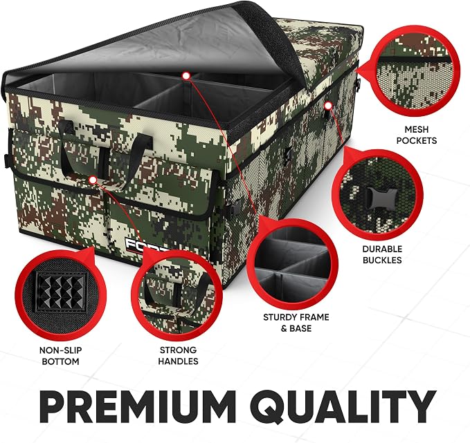 FORTEM Trunk Organizer For SUV Car Trunk Organizer, Foldable Storage, Car Accessories for Women Men, Collapsible Bag, 600D Oxford, Non Slip Bottom, Straps, Soft Cover (85L)