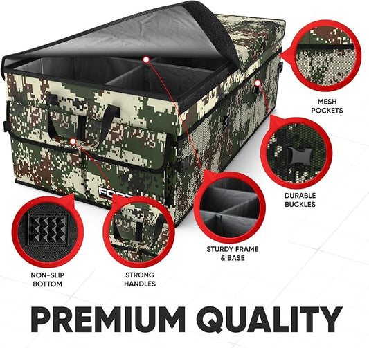 FORTEM Trunk Organizer For SUV Car Trunk Organizer, Foldable Storage, Car Accessories for Women Men, Collapsible Bag, 600D Oxford, Non Slip Bottom, Straps, Soft Cover (85L)
